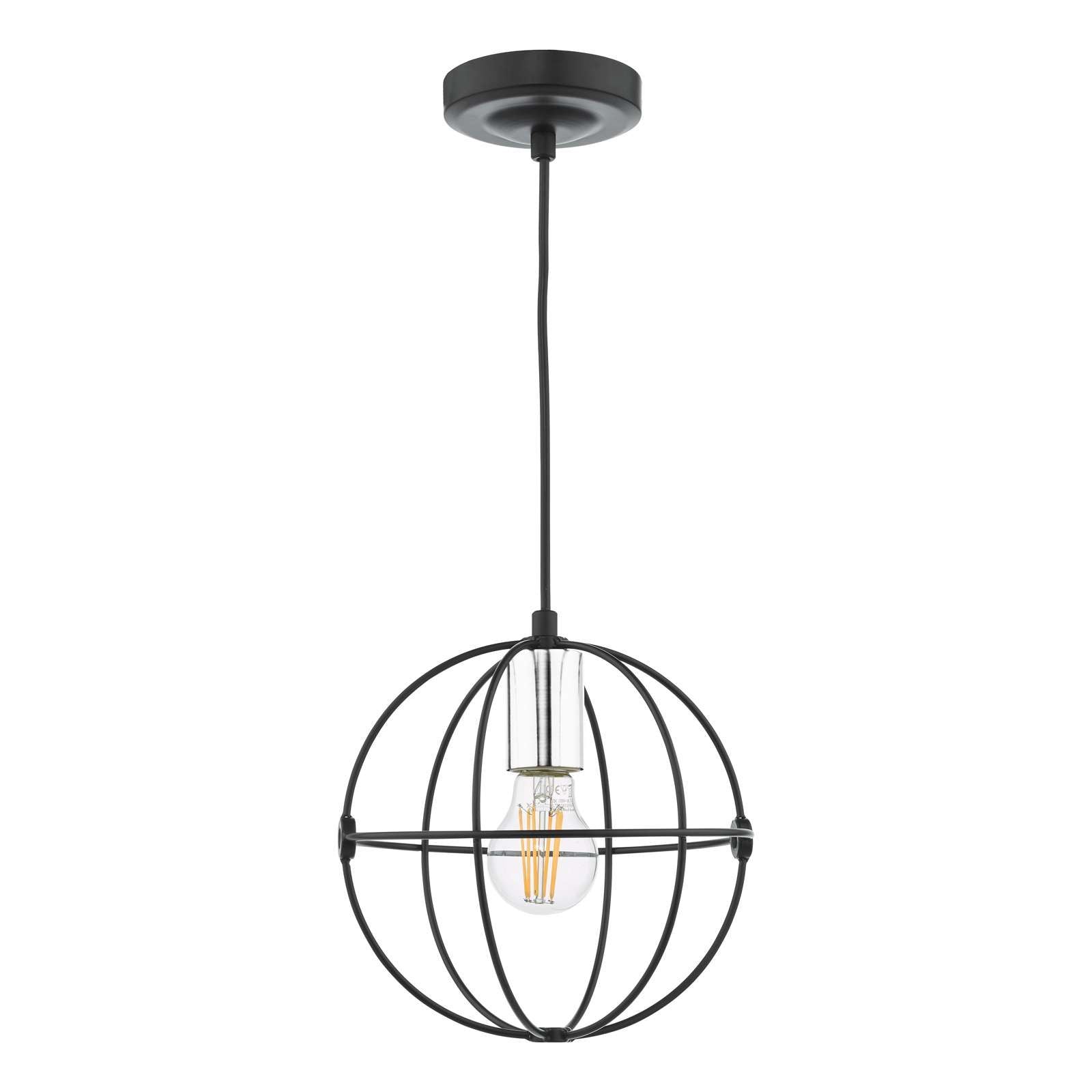 Javari 1 Light Pendant Matt Black & Polished Chrome