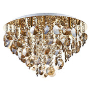 Dar Jester 5 Light Flush Gold Complete with Amber Droppers - Cusack Lighting