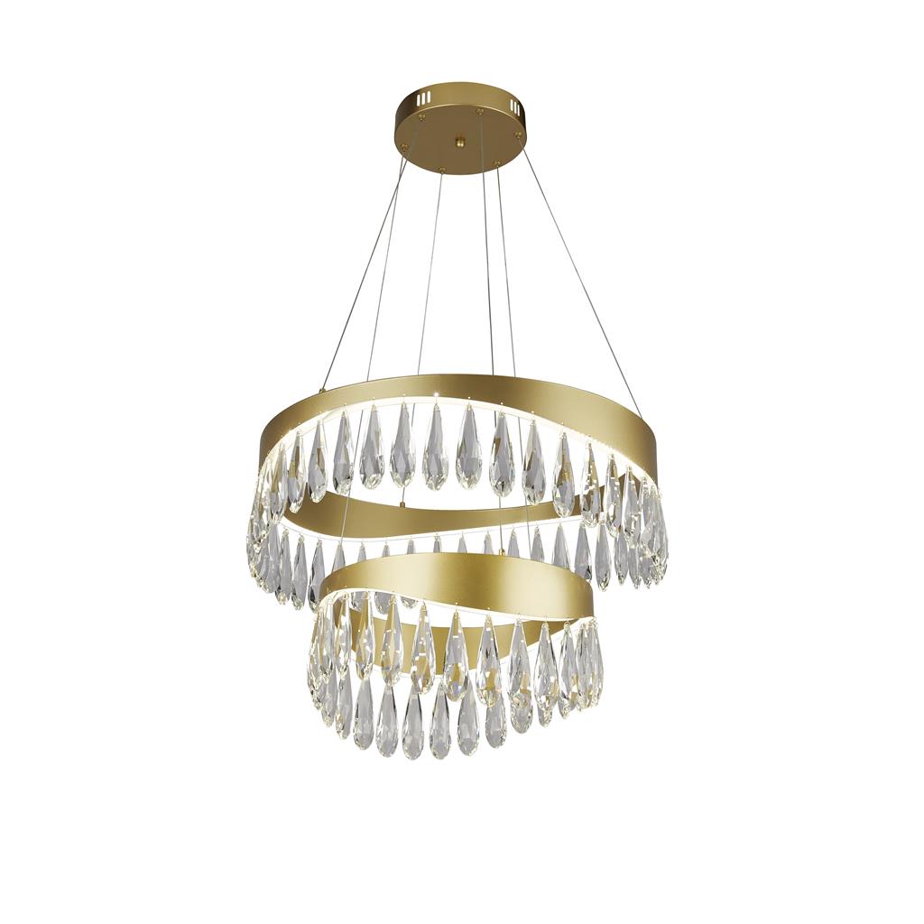 Jewel 2 Tier Crystal Ceiling Light  - Gold & Crystal