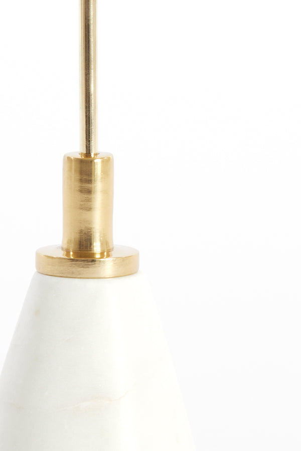 Jolian Small Candle Holder - Marble White & Shiny Gold Finish