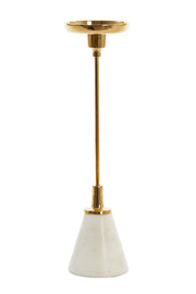 Jolian Large Candle Holder - Marble White & Shiny Gold Finish