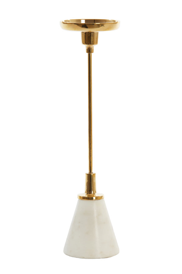Jolian Large Candle Holder - Marble White & Shiny Gold Finish