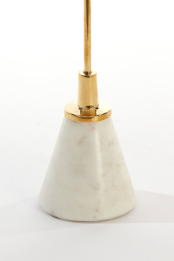 Jolian Large Candle Holder - Marble White & Shiny Gold Finish