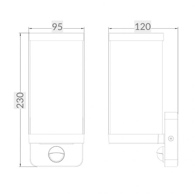 Jordan IP44 Black Wall Light - Optional PIR Sensor