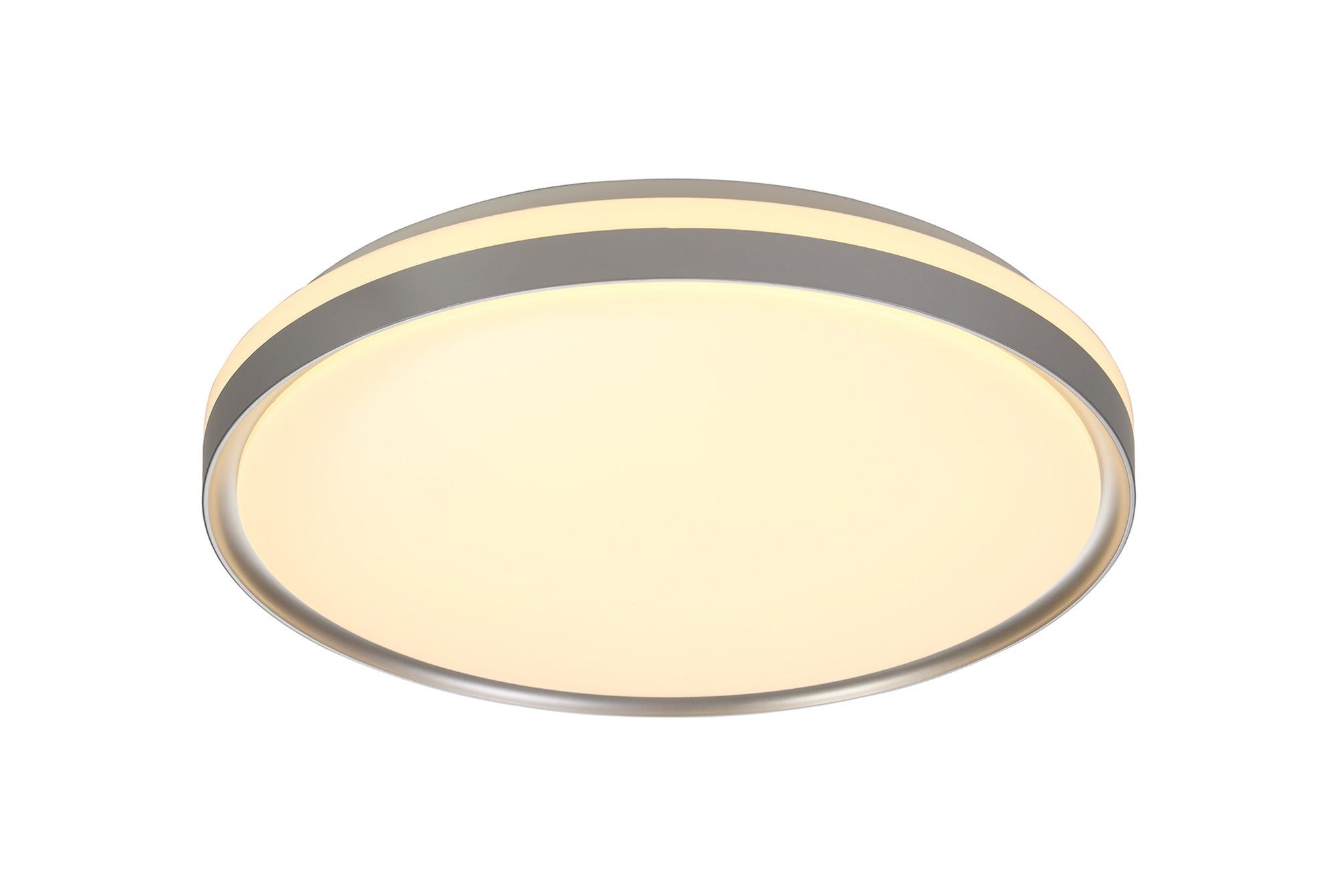 Kelsi Ceiling 39cm, 1 x 24W LED, 3 Step-Dimmable, 3000K, 1000lm, IP44, Silver/White Acrylic, 3yrs Warranty