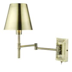 Kensington 1 Light Swing Arm Wall Light Antique Brass, Polished Nickel