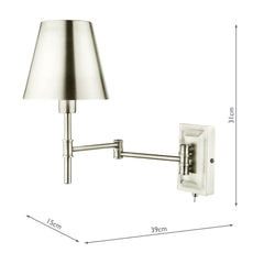 Kensington 1 Light Swing Arm Wall Light Antique Brass, Polished Nickel