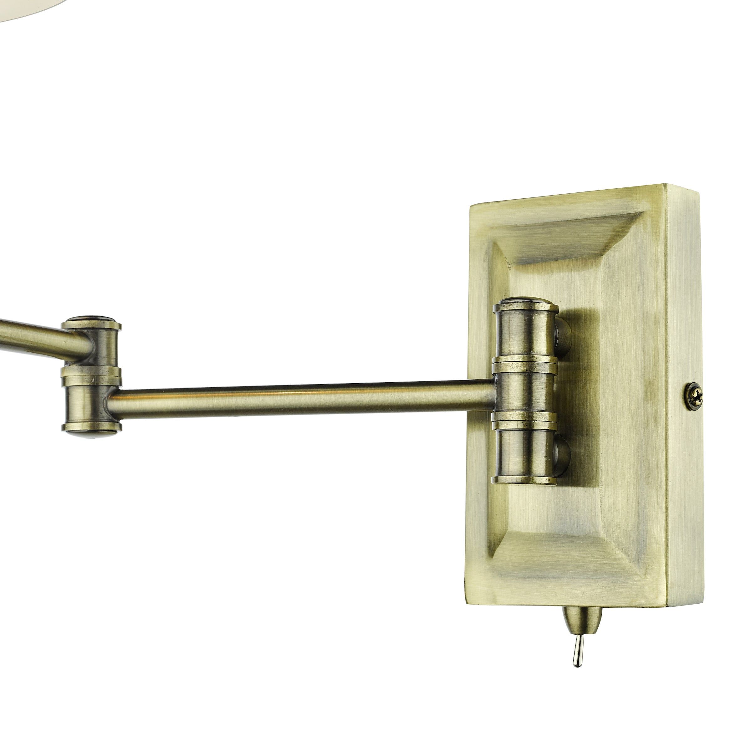 Kensington 1 Light Swing Arm Wall Light Antique Brass, Polished Nickel