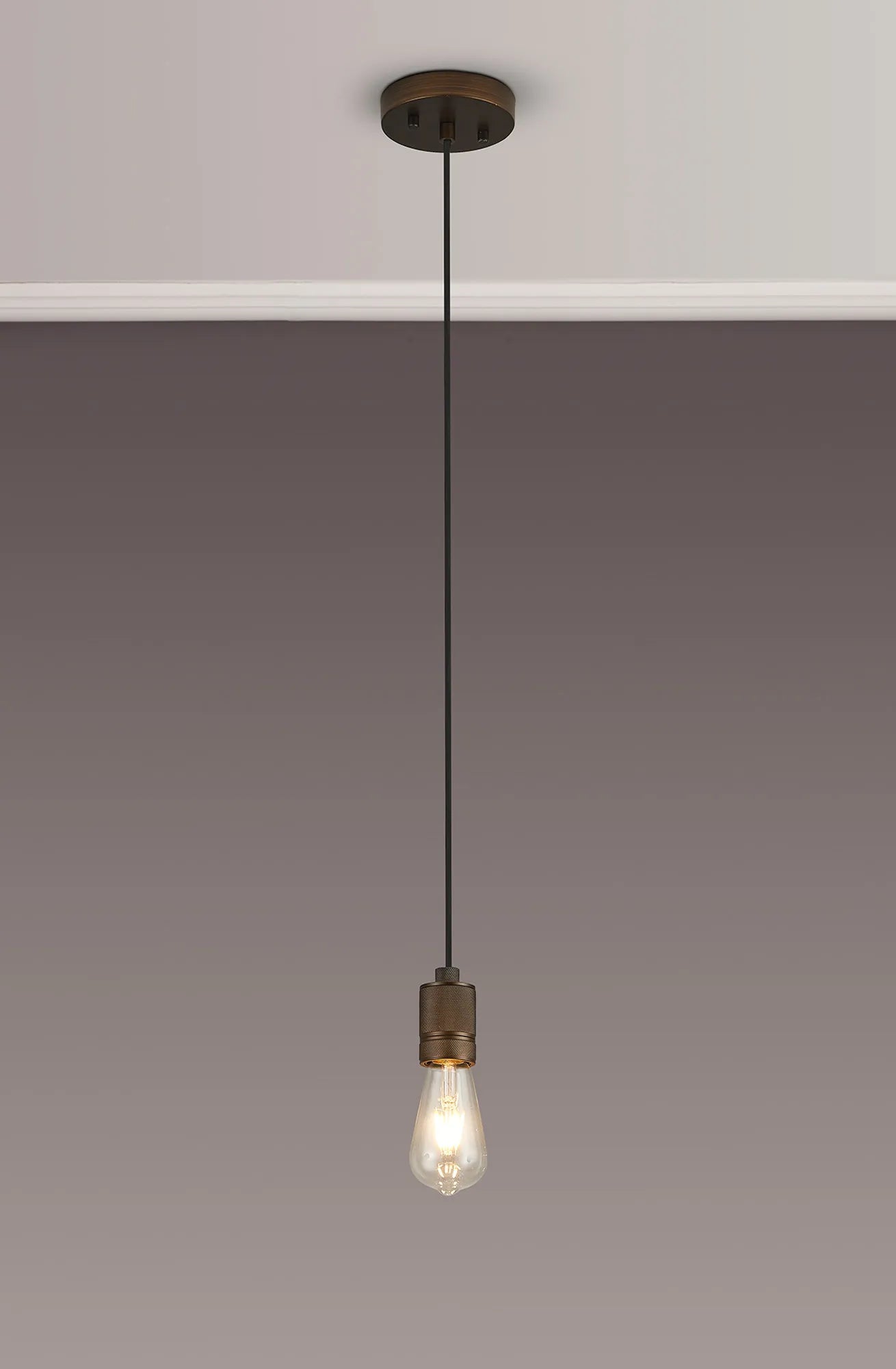 Kyoto Single Pendant (FRAME ONLY), 1 x E27- Painted Matt Bronze/ Pewter Finishes