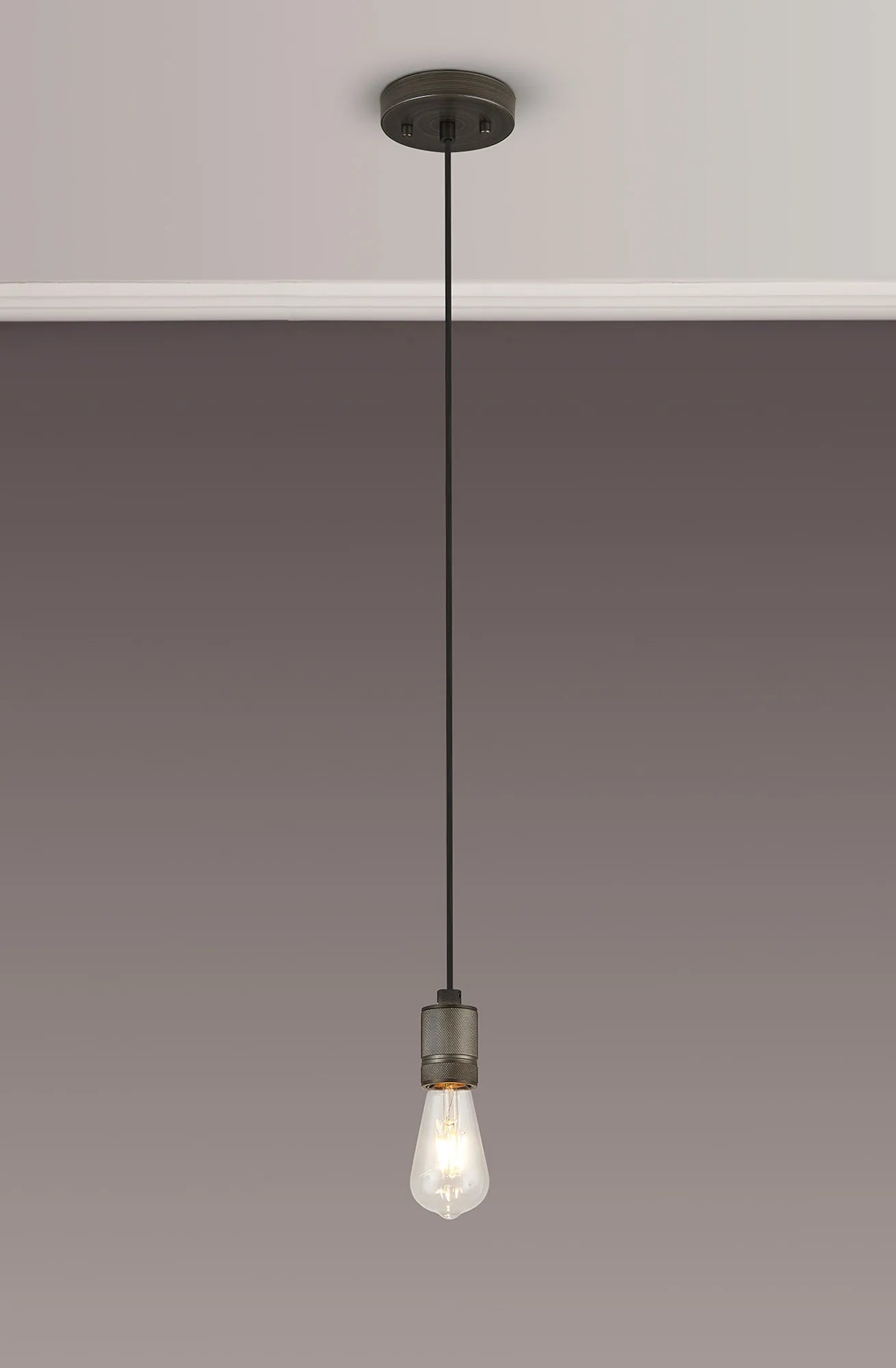 Kyoto Single Pendant (FRAME ONLY), 1 x E27- Painted Matt Bronze/ Pewter Finishes