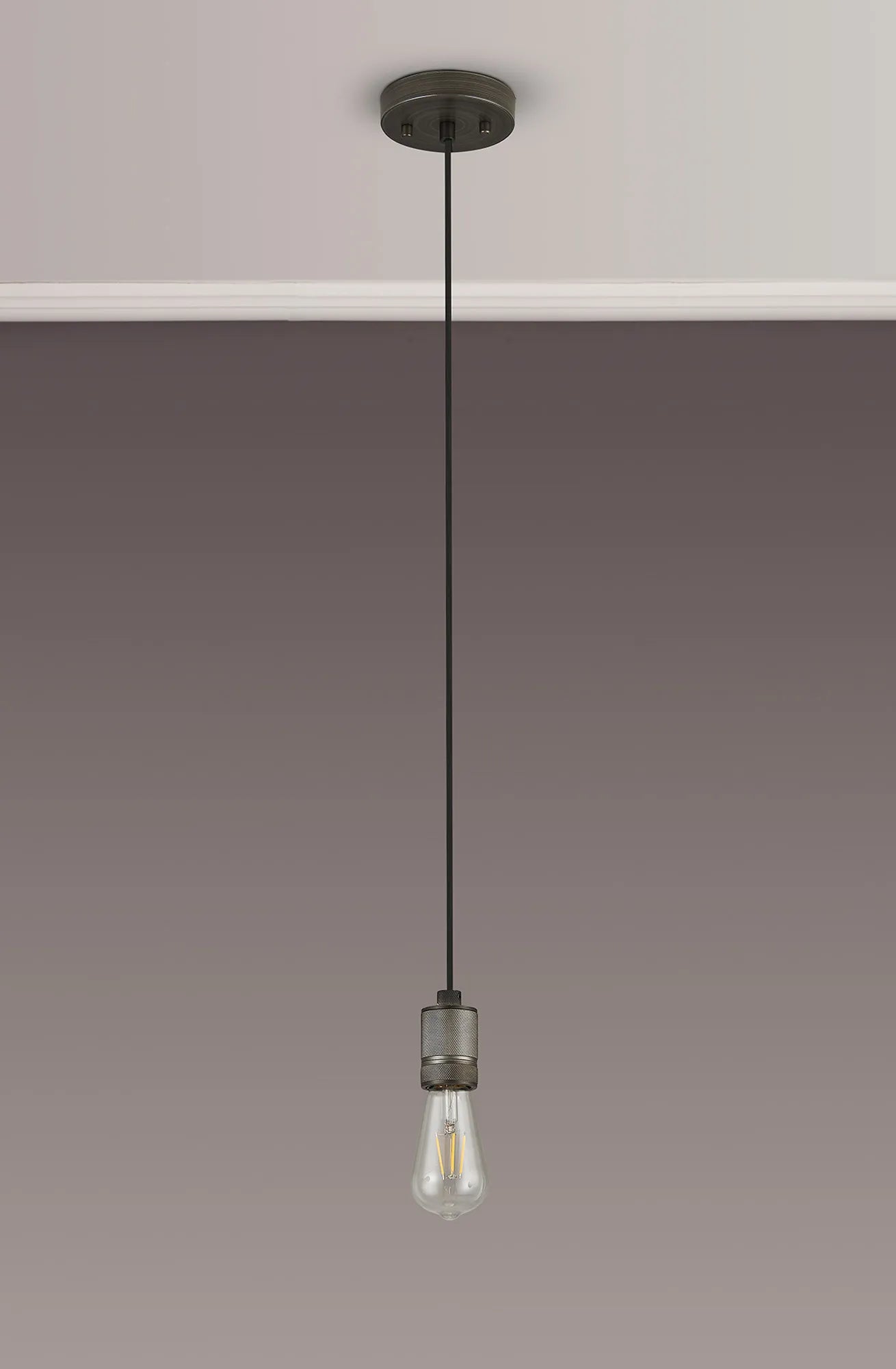 Kyoto Single Pendant (FRAME ONLY), 1 x E27- Painted Matt Bronze/ Pewter Finishes