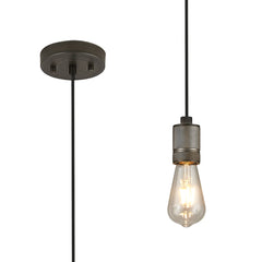 Kyoto Single Pendant (FRAME ONLY), 1 x E27- Painted Matt Bronze/ Pewter Finishes