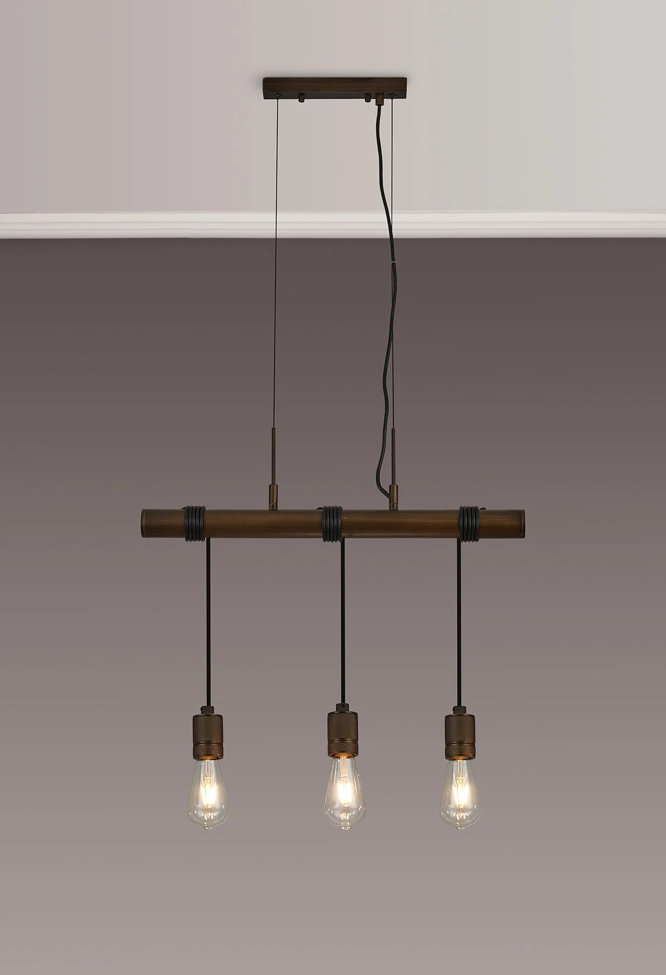 Kyoto 3/4/6/10Lt  Linear Pendant (FRAME ONLY)- Painted Matt Bronze/ Pewter Finishes
