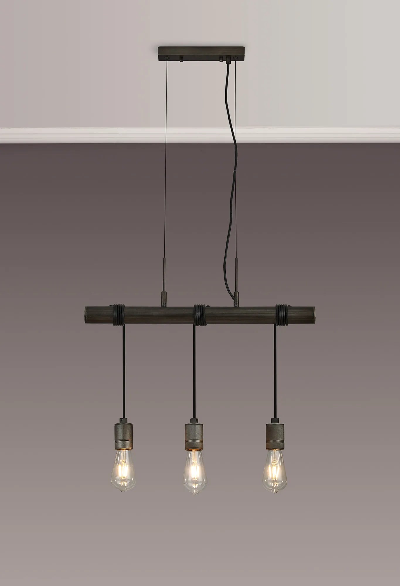 Kyoto 3/4/6/10Lt  Linear Pendant (FRAME ONLY)- Painted Matt Bronze/ Pewter Finishes