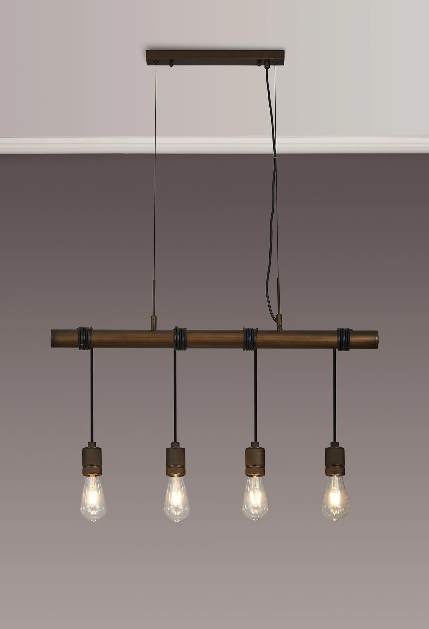 Kyoto 3/4/6/10Lt  Linear Pendant (FRAME ONLY)- Painted Matt Bronze/ Pewter Finishes