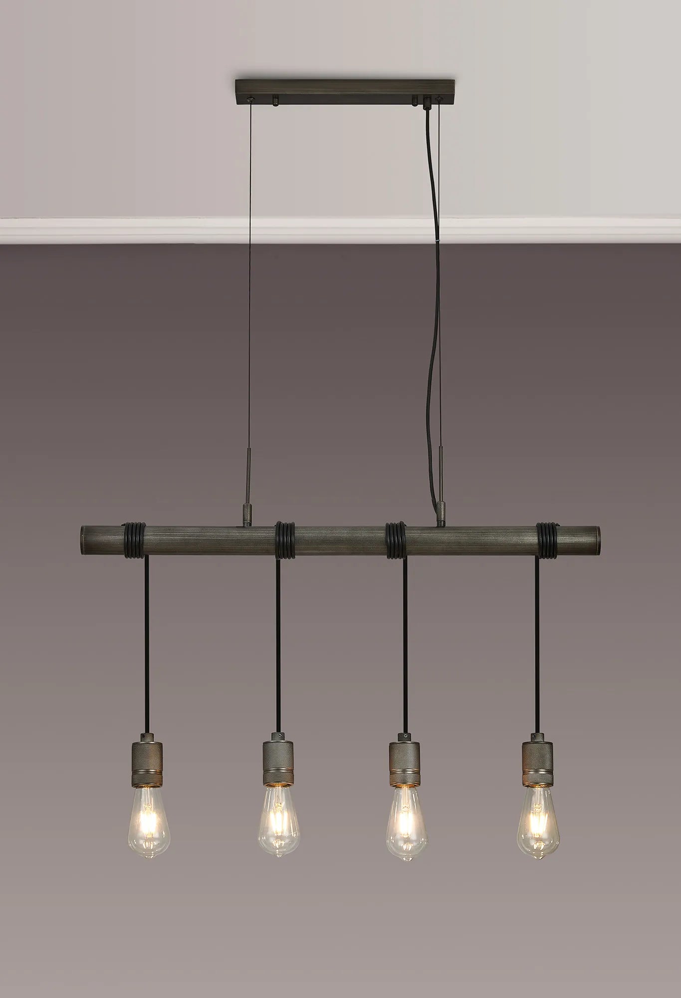 Kyoto 3/4/6/10Lt  Linear Pendant (FRAME ONLY)- Painted Matt Bronze/ Pewter Finishes