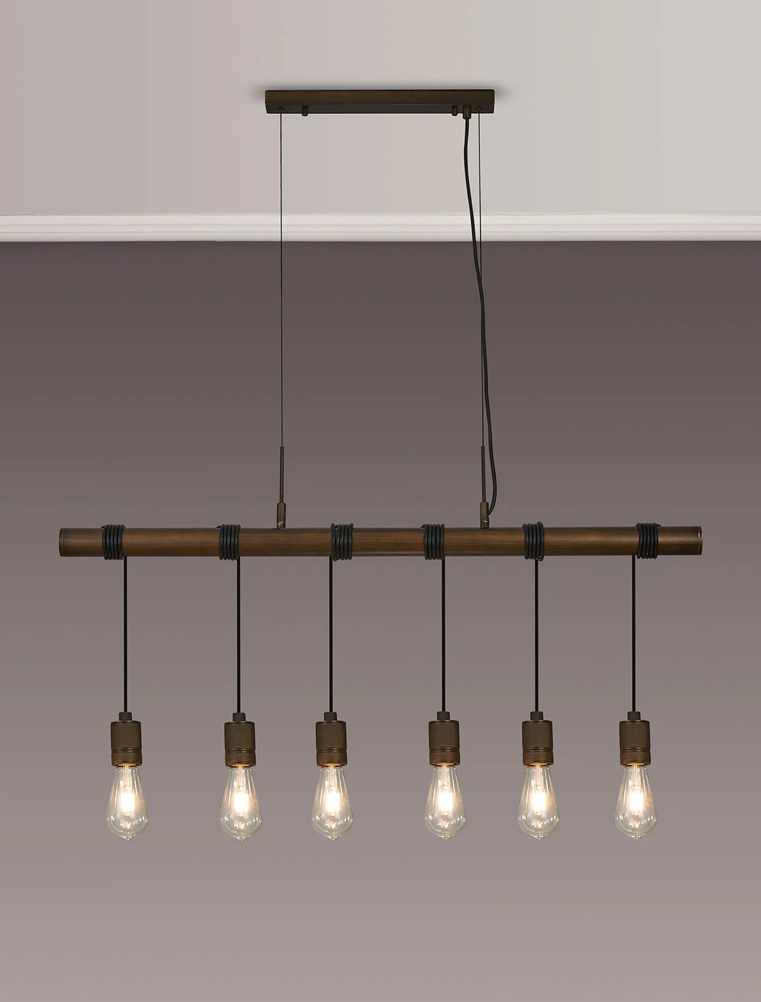 Kyoto 3/4/6/10Lt  Linear Pendant (FRAME ONLY)- Painted Matt Bronze/ Pewter Finishes