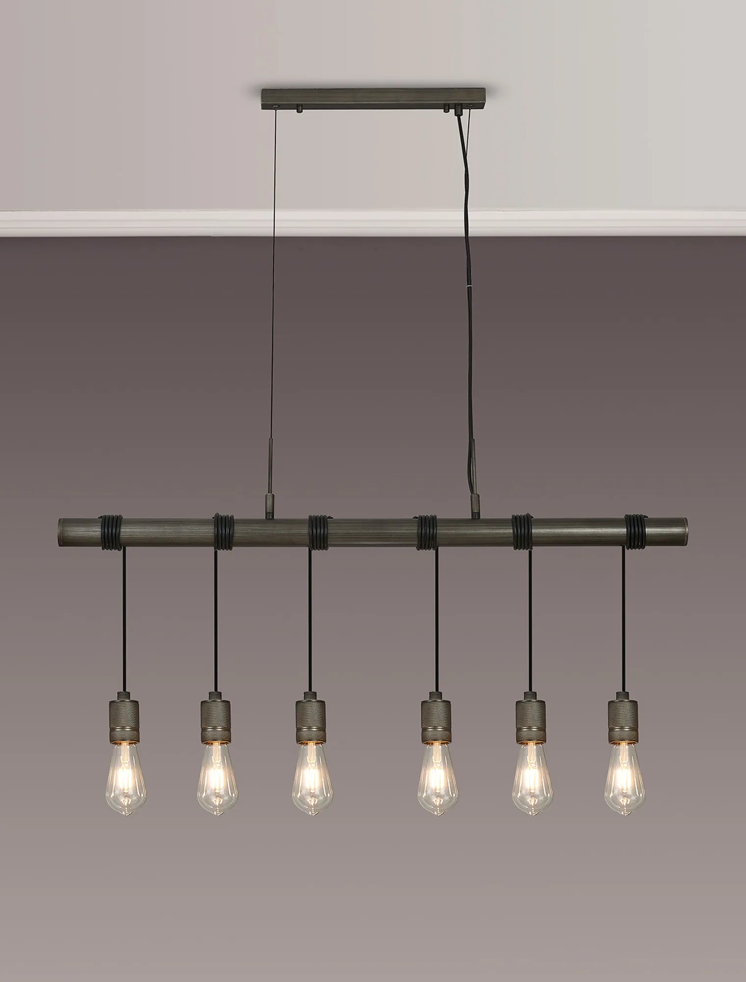 Kyoto 3/4/6/10Lt  Linear Pendant (FRAME ONLY)- Painted Matt Bronze/ Pewter Finishes
