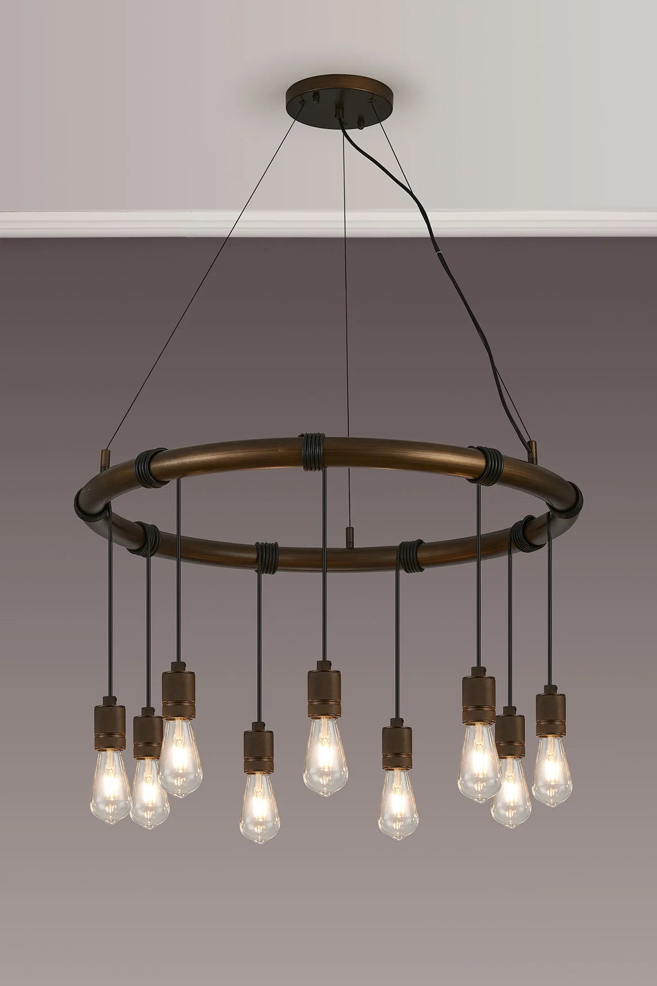 Kyoto 6/8/9/12Lt Ring/ Square Pendant (FRAME ONLY)- Painted Matt Bronze/ Pewter Finishes