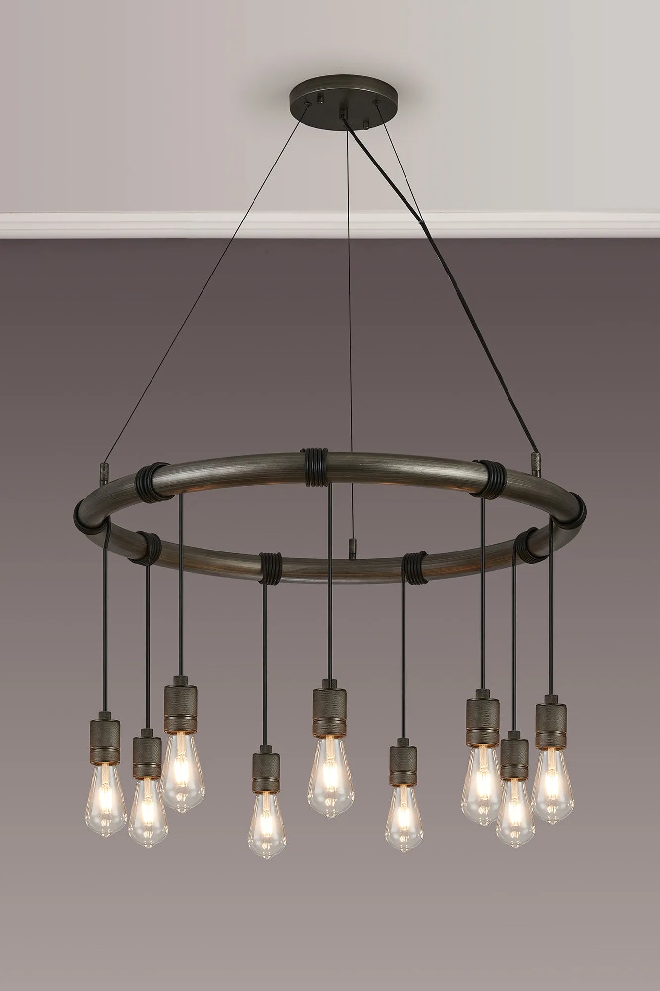 Kyoto 6/8/9/12Lt Ring/ Square Pendant (FRAME ONLY)- Painted Matt Bronze/ Pewter Finishes