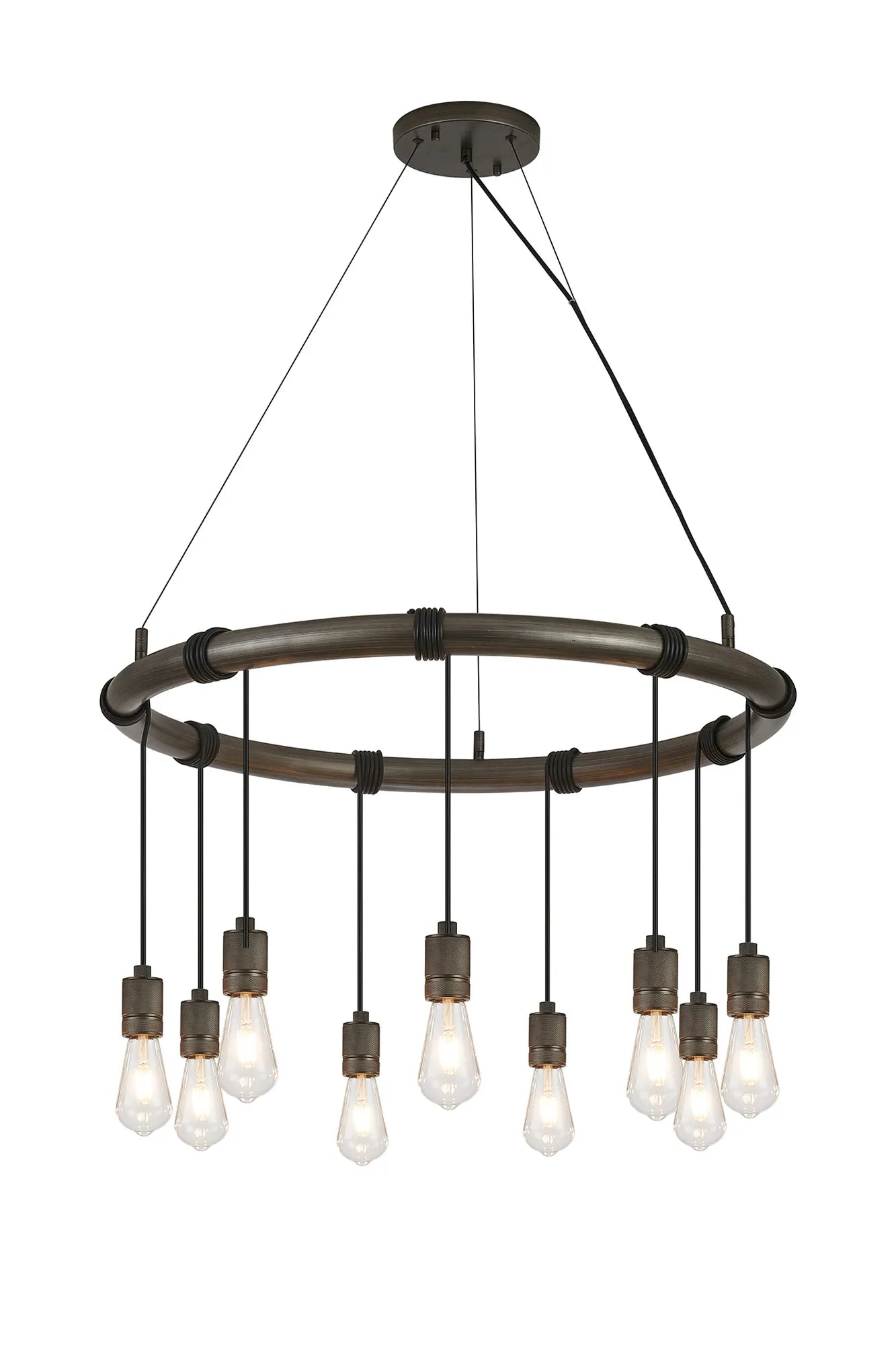 Kyoto 6/8/9/12Lt Ring/ Square Pendant (FRAME ONLY)- Painted Matt Bronze/ Pewter Finishes
