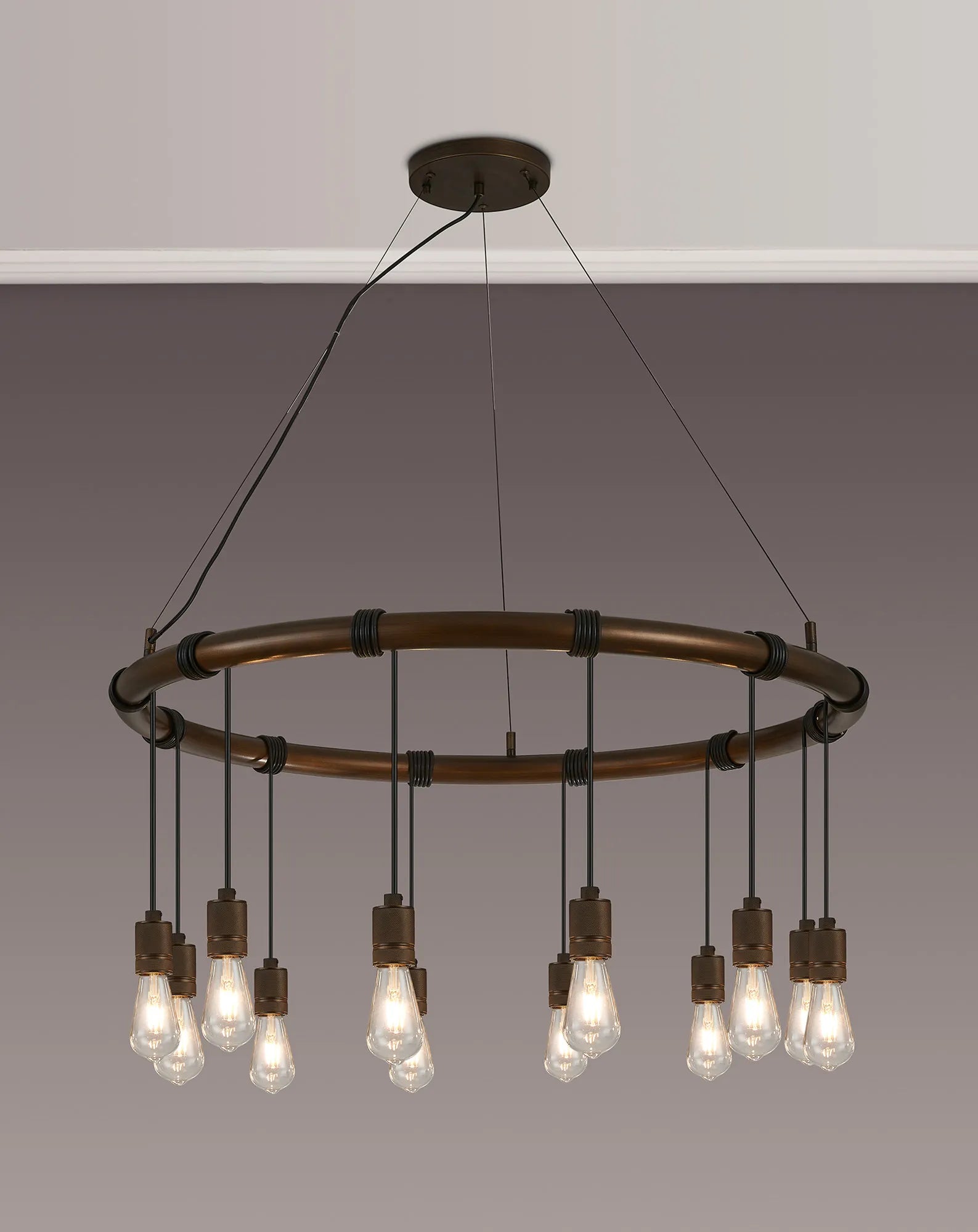 Kyoto 6/8/9/12Lt Ring/ Square Pendant (FRAME ONLY)- Painted Matt Bronze/ Pewter Finishes