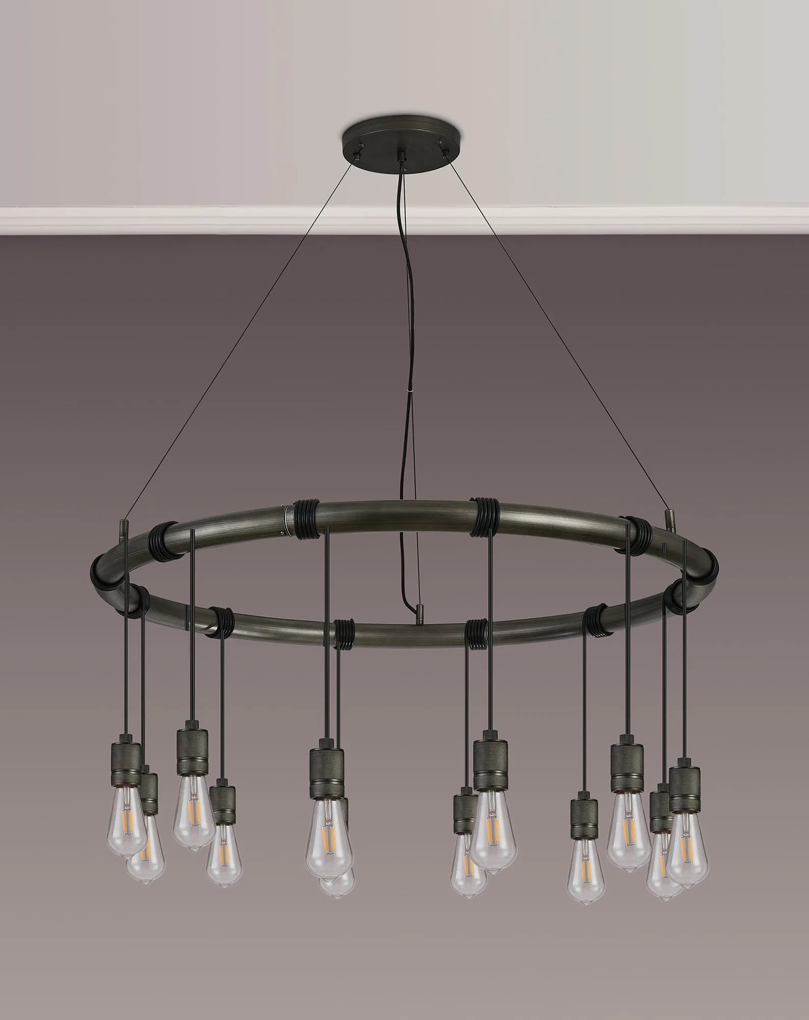 Kyoto 6/8/9/12Lt Ring/ Square Pendant (FRAME ONLY)- Painted Matt Bronze/ Pewter Finishes