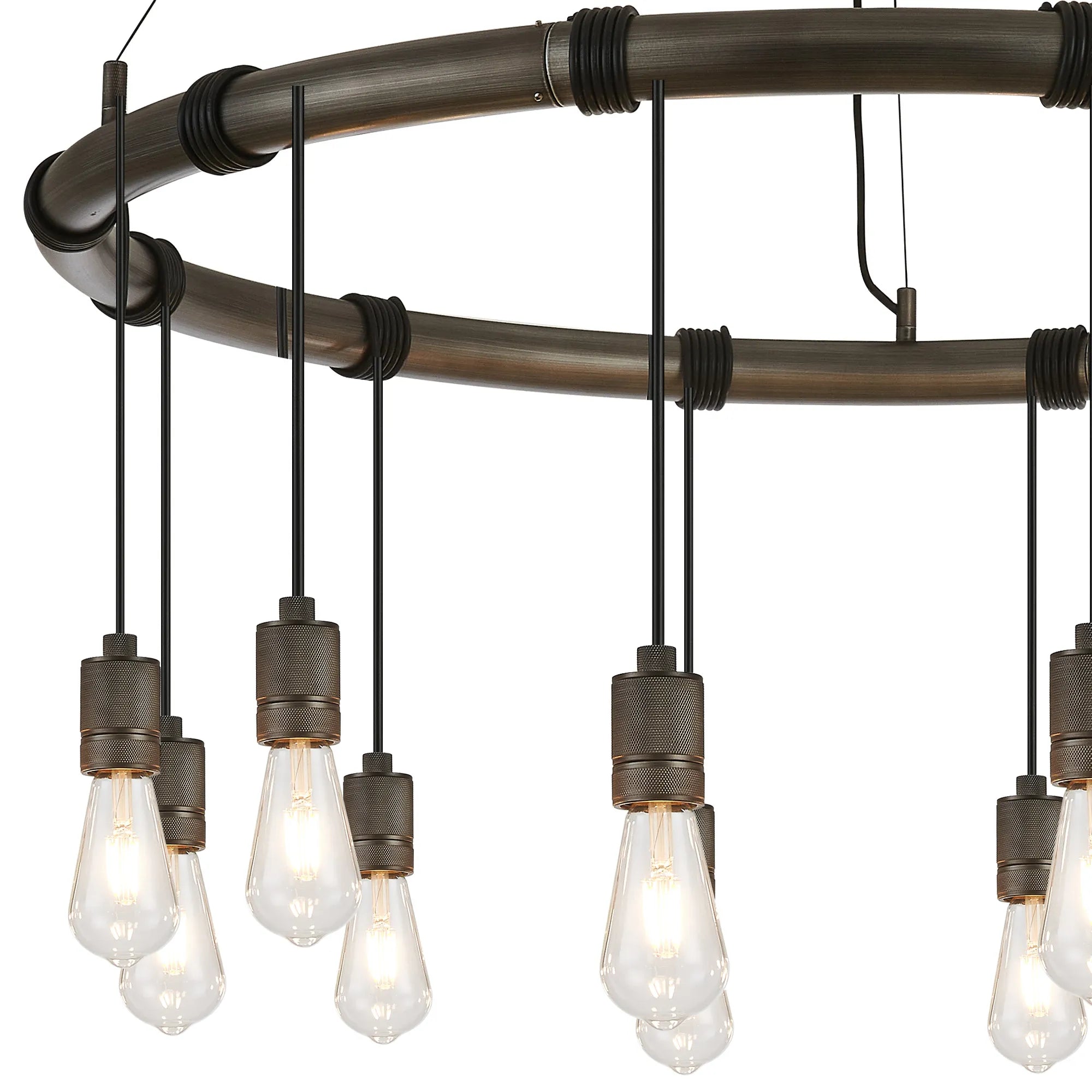 Kyoto 6/8/9/12Lt Ring/ Square Pendant (FRAME ONLY)- Painted Matt Bronze/ Pewter Finishes