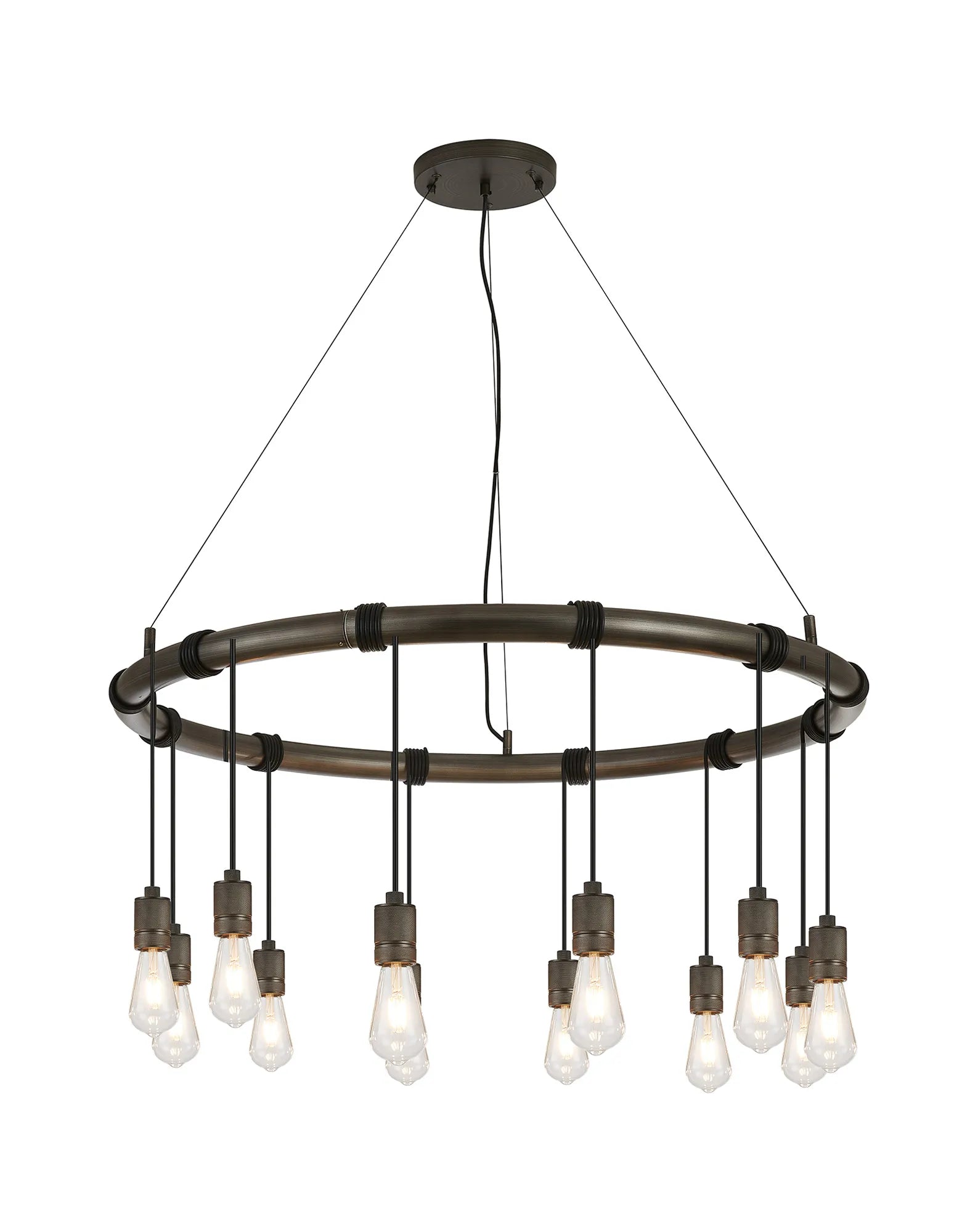 Kyoto 6/8/9/12Lt Ring/ Square Pendant (FRAME ONLY)- Painted Matt Bronze/ Pewter Finishes