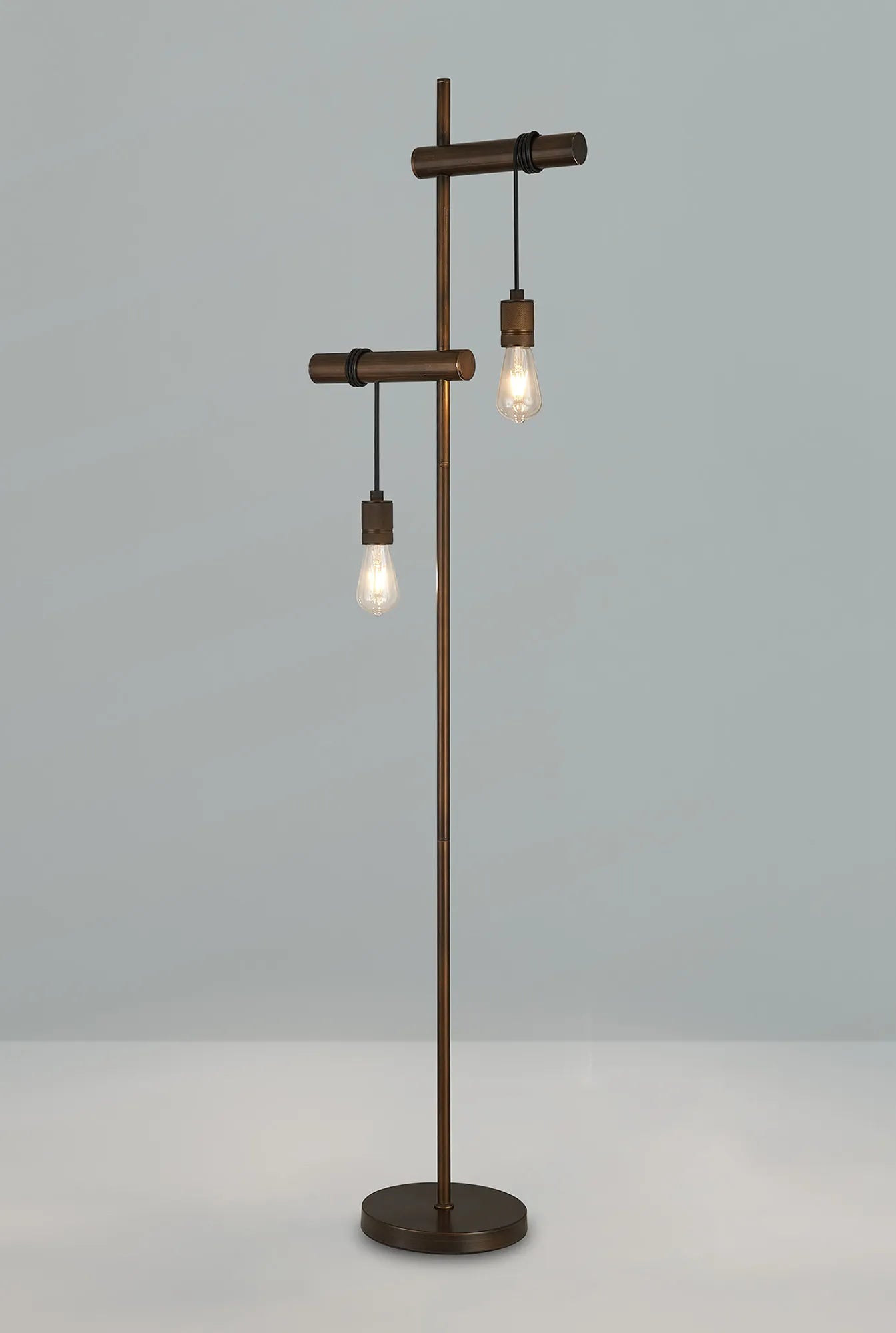Kyoto Floor Lamp, 2 x E27- Painted Matt Bronze/ Pewter Finishes
