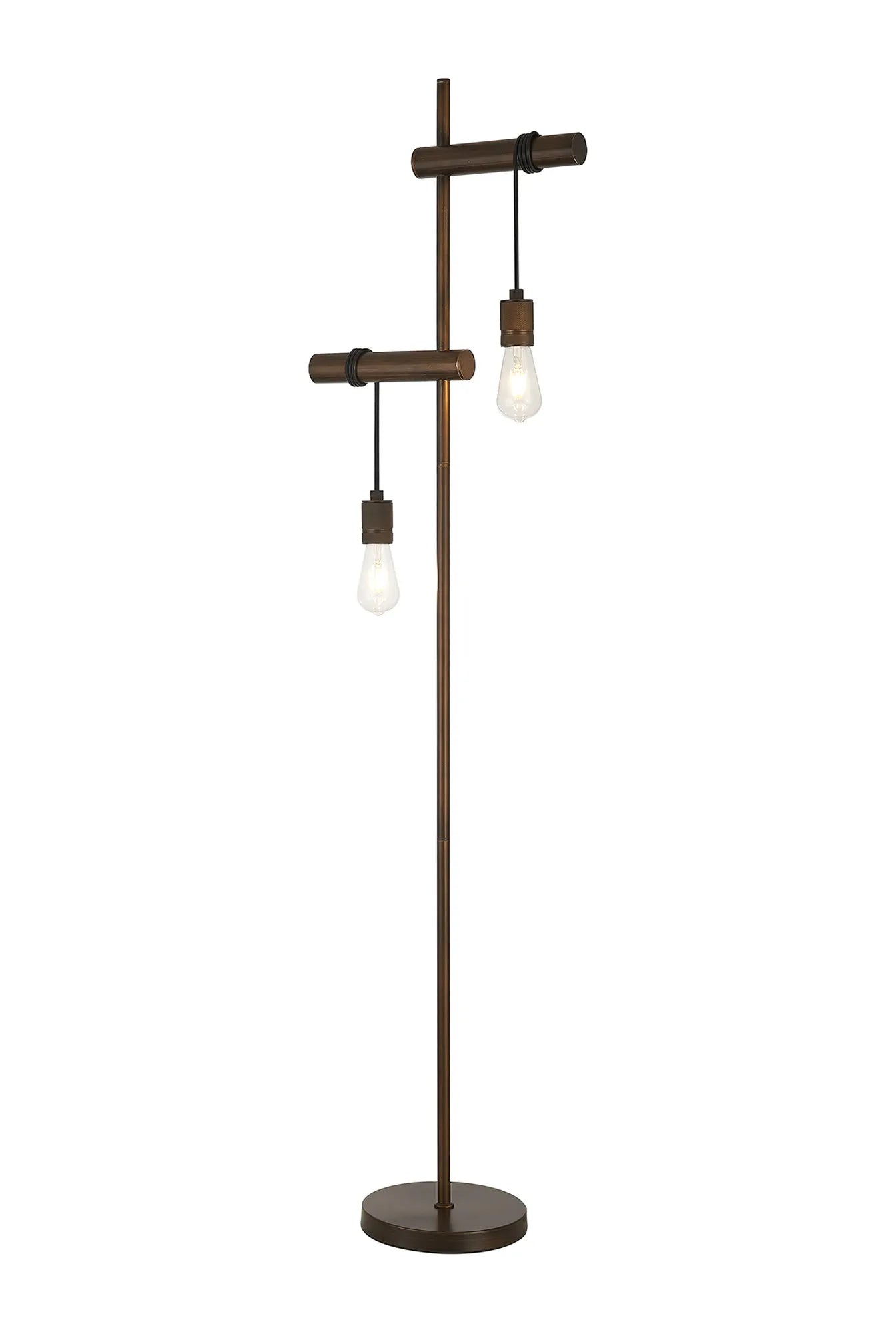 Kyoto Floor Lamp, 2 x E27- Painted Matt Bronze/ Pewter Finishes