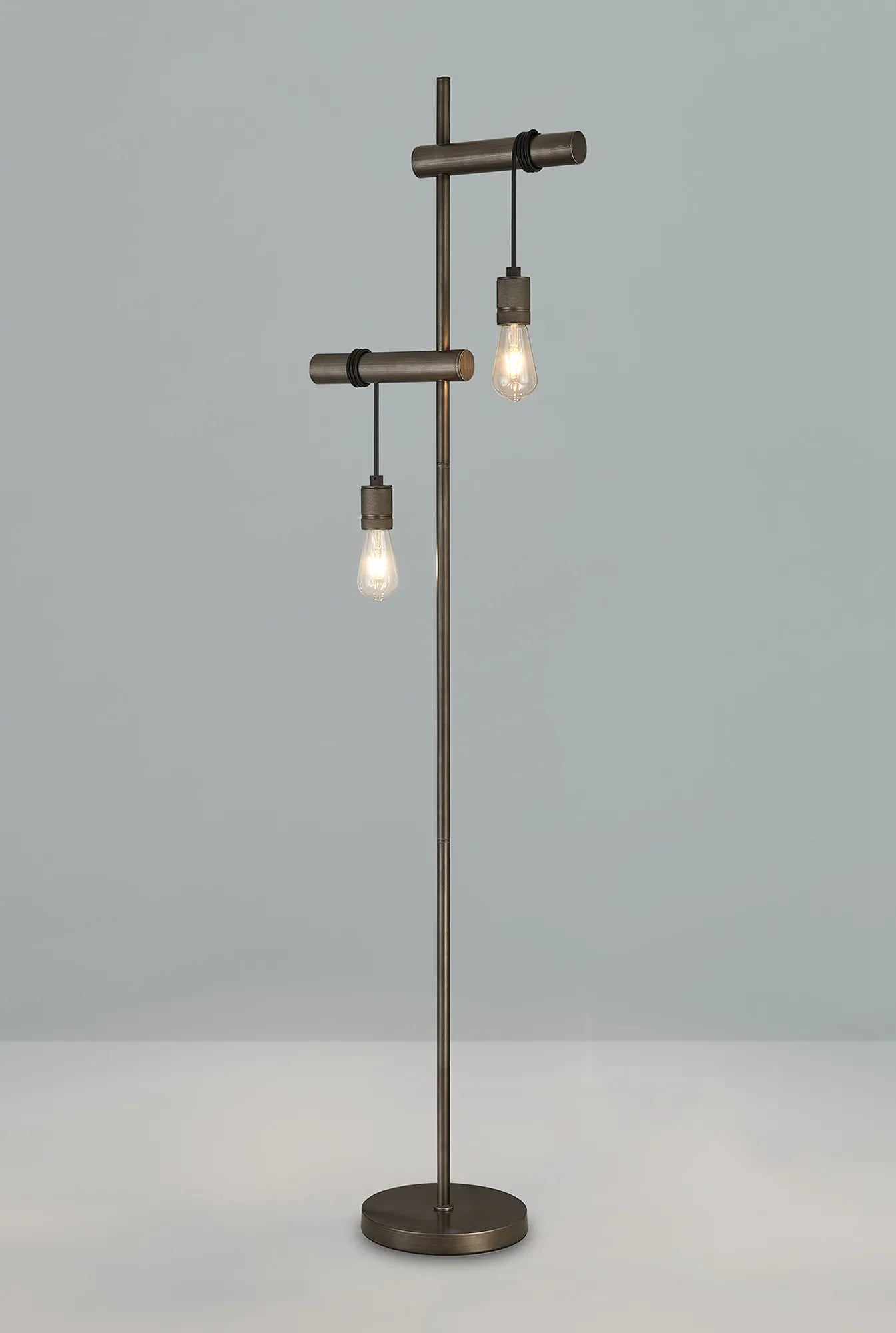 Kyoto Floor Lamp, 2 x E27- Painted Matt Bronze/ Pewter Finishes
