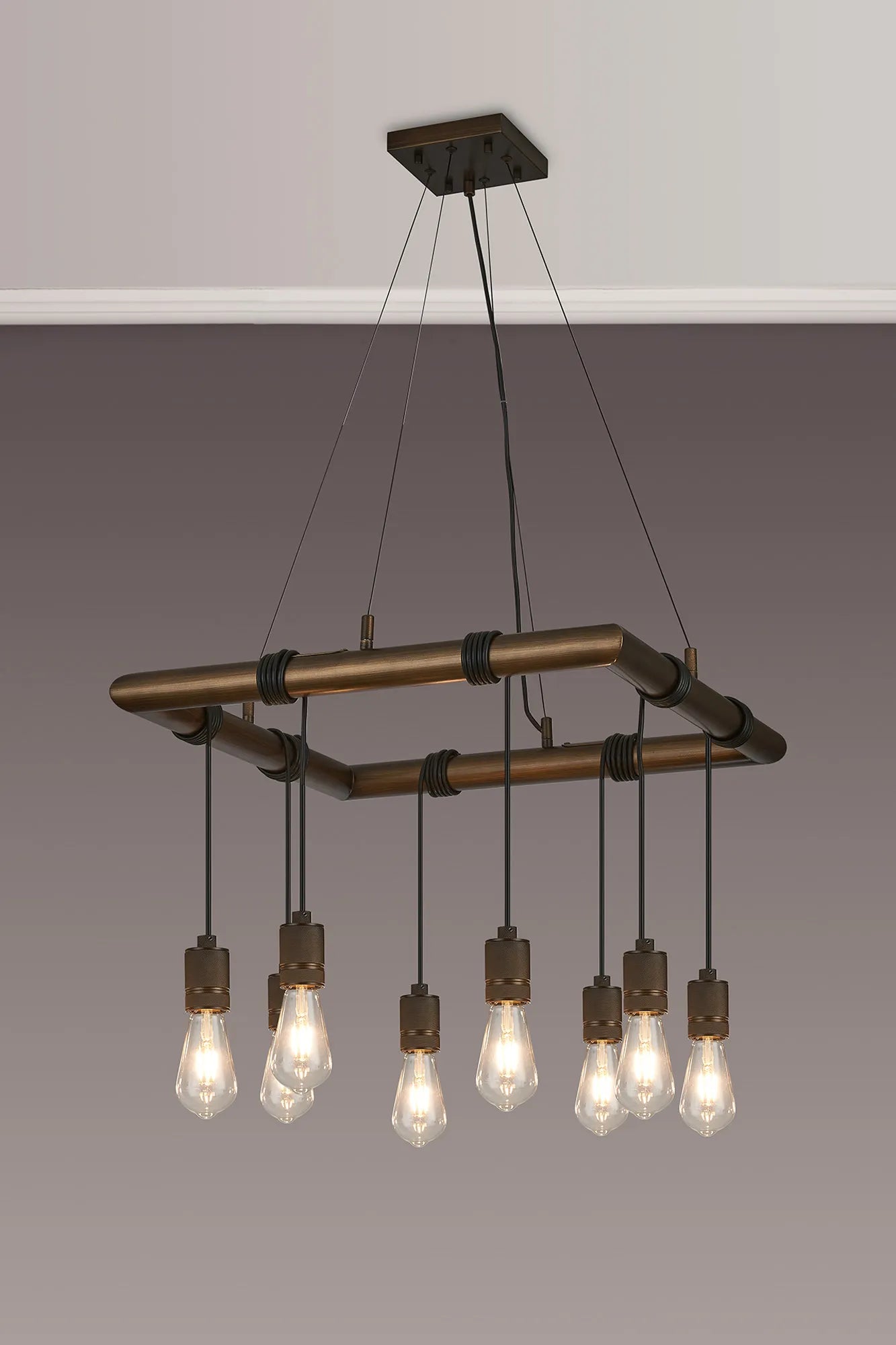 Kyoto 6/8/9/12Lt Ring/ Square Pendant (FRAME ONLY)- Painted Matt Bronze/ Pewter Finishes