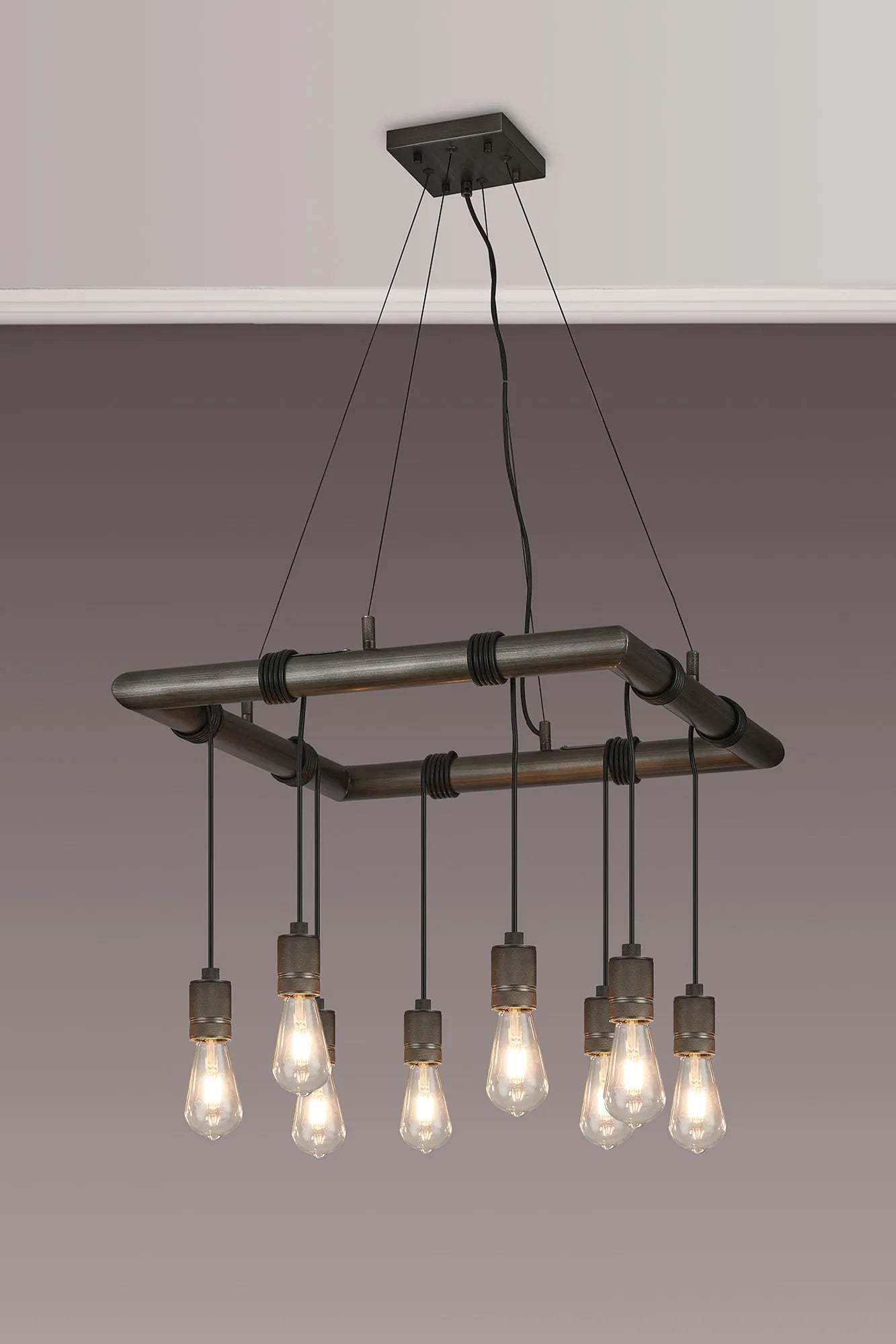 Kyoto 6/8/9/12Lt Ring/ Square Pendant (FRAME ONLY)- Painted Matt Bronze/ Pewter Finishes