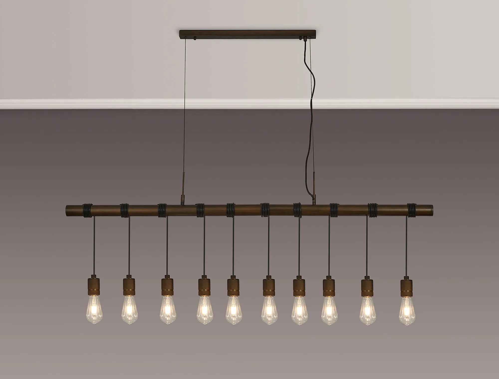 Kyoto 3/4/6/10Lt  Linear Pendant (FRAME ONLY)- Painted Matt Bronze/ Pewter Finishes