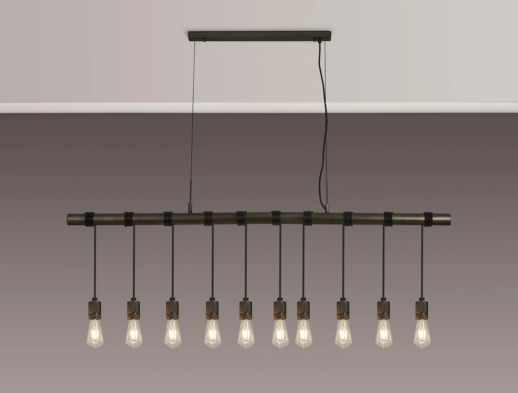 Kyoto 3/4/6/10Lt  Linear Pendant (FRAME ONLY)- Painted Matt Bronze/ Pewter Finishes