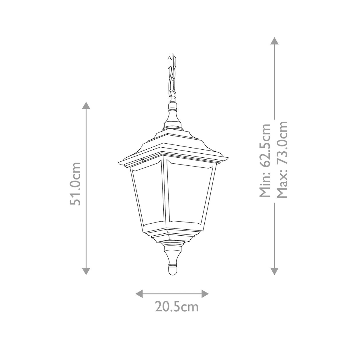 Kerry 1 Light Chain Lantern - Black IP44 E27