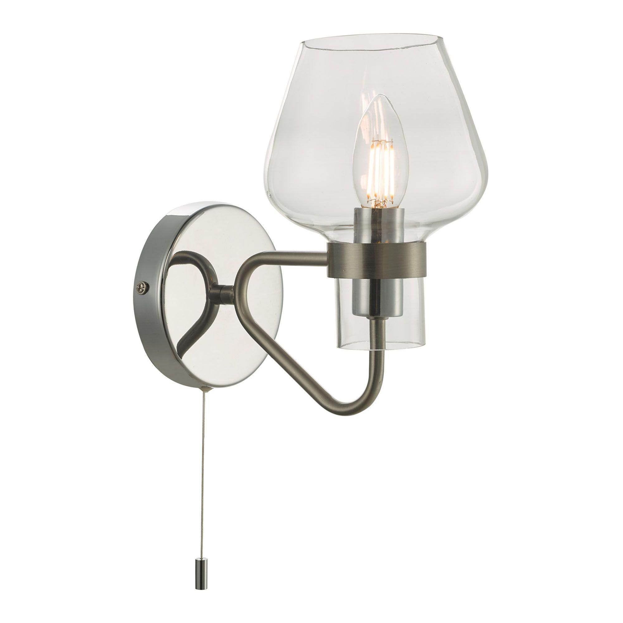 Dar Keta 1 Light Wall Light Satin Chrome & Polished Chrome - Cusack Lighting