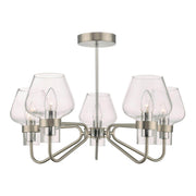 Dar Keta 5 Light Semi Flush Satin Chrome & Polished Chrome - Cusack Lighting
