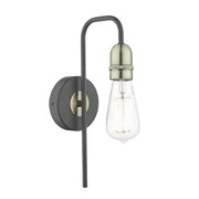 Dar Kiefer 1lt Wall Light Black & Antique Brass - Cusack Lighting