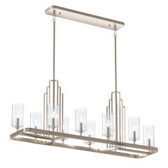 Kimrose 10 Light Linear Chandelier – Nickel/Brass