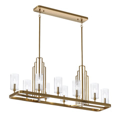 Kimrose 10 Light Linear Chandelier – Nickel/Brass