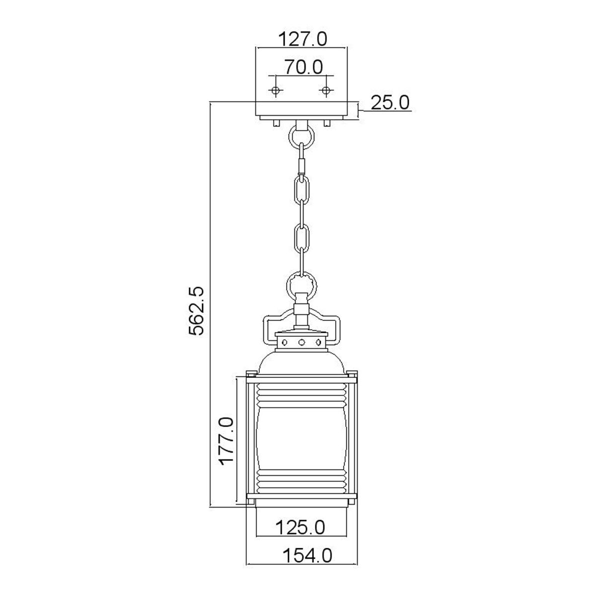 Ashland Bay 1 Light Small Chain Lantern - Burnished Bronze/Weathered Zinc IP44 E27