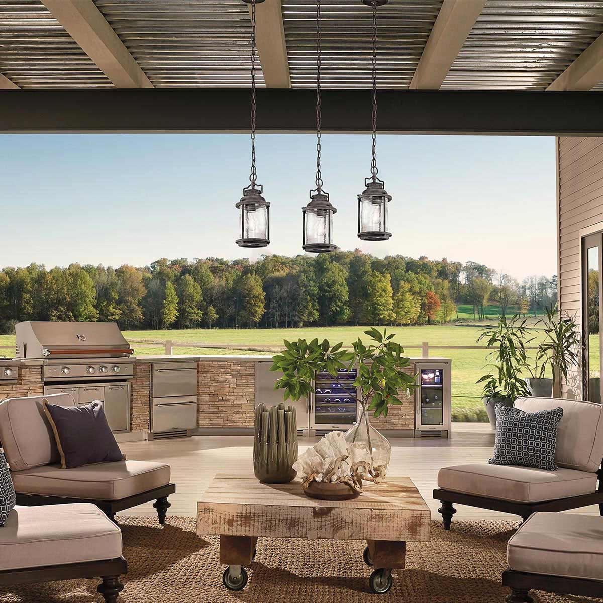 Ashland Bay 1 Light Small Chain Lantern - Burnished Bronze/Weathered Zinc IP44 E27