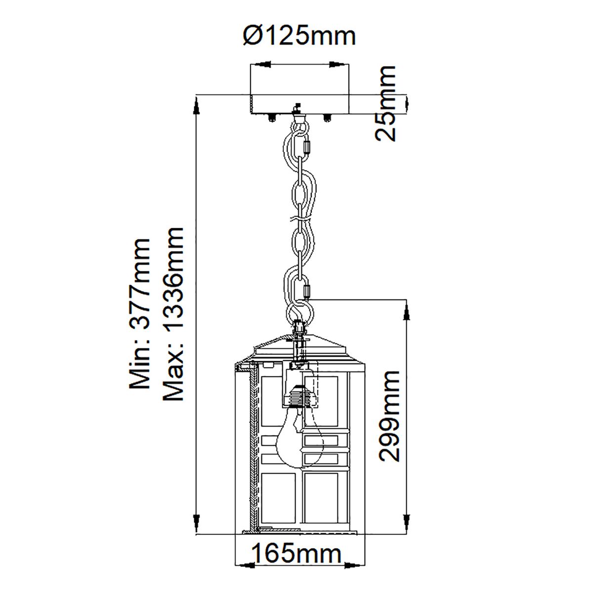 Beacon Square 1 Light Chain Lantern - Olde Bronze/White IP44 E27