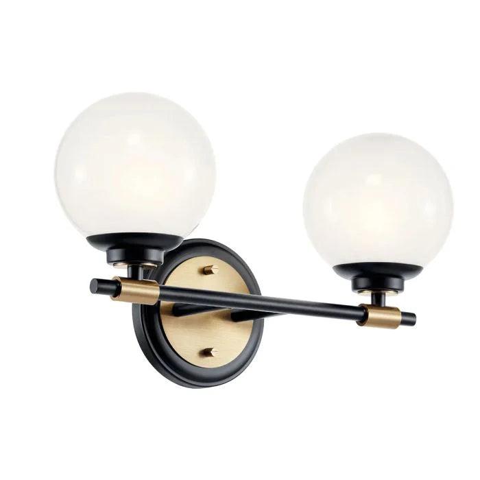 Benno 2 Lt Wall Light - Black & Champagne Bronze
