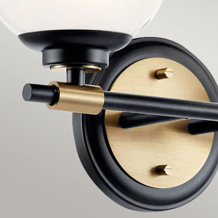Benno 2 Lt Wall Light - Black & Champagne Bronze