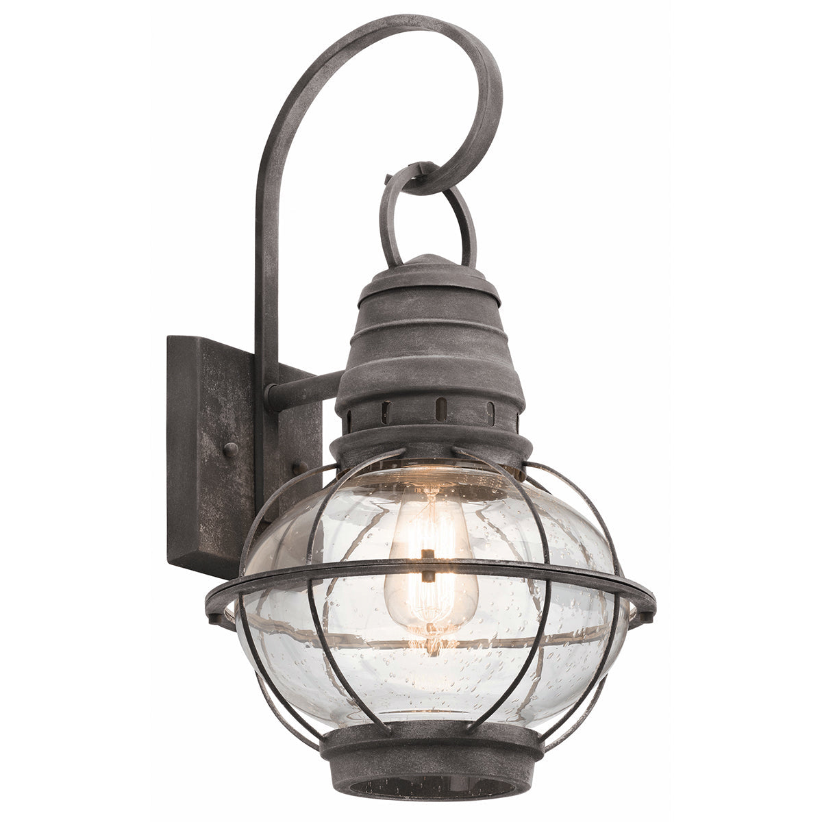 Bridge Point Large Wall Lantern - Weathered Zinc Finish