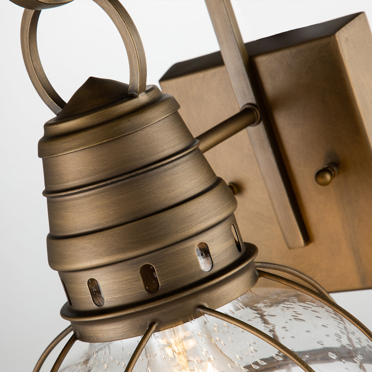 Bridge Point Medium Wall Lantern - Natural Brass Finish