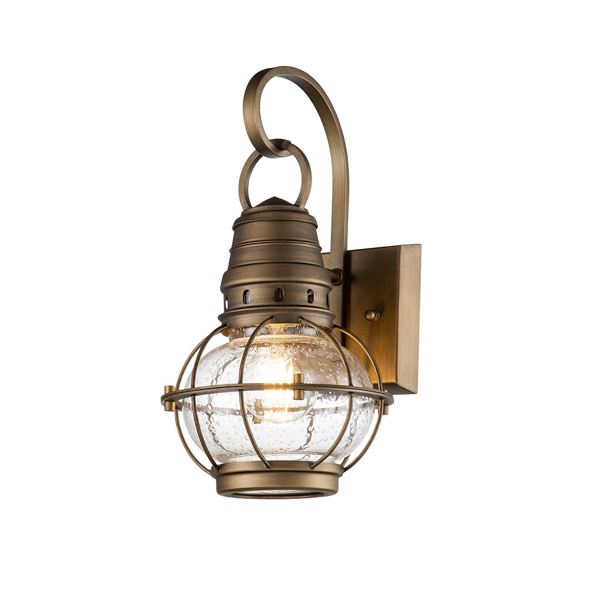 Bridge Point Small Wall Lantern - Natural Brass Finish